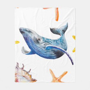 Seamless pattern Caribbean starfish Fleece Blanket