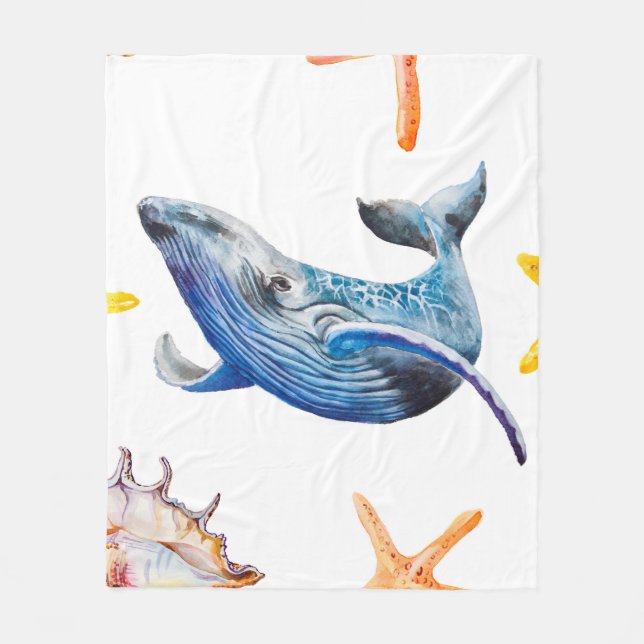 Seamless pattern Caribbean starfish Fleece Blanket (Front)