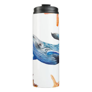 Seamless pattern Caribbean starfish Thermal Tumbler