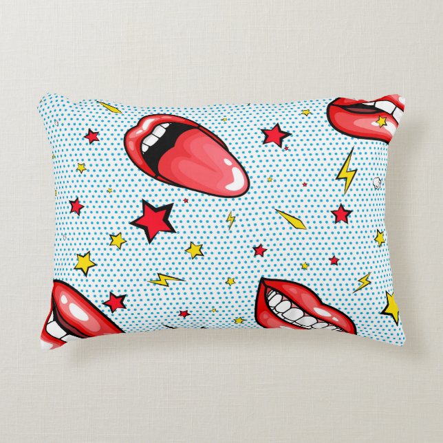 Seamless pattern cartoon comic super speech bubble accent pillow (Front)