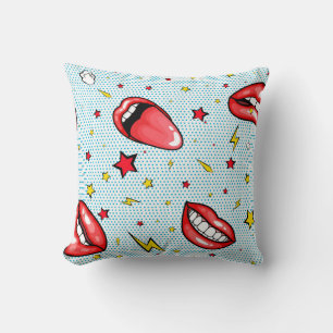 Seamless pattern cartoon comic super speech bubble throw pillow