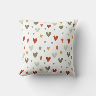 Seamless pattern colorful pastel hearts throw pillow