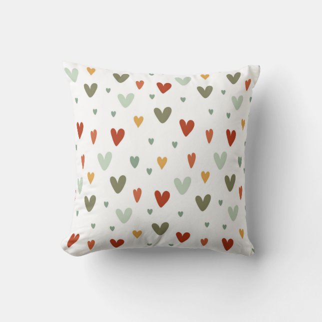 Seamless pattern colorful pastel hearts throw pillow (Front)