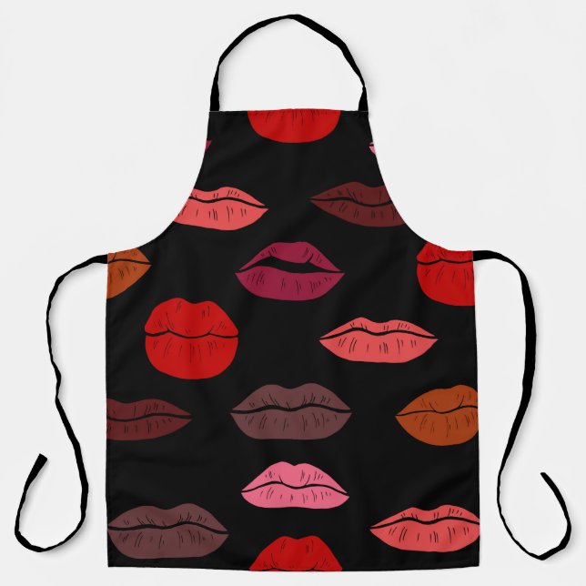 Seamless pattern colourful lips apron (Front)