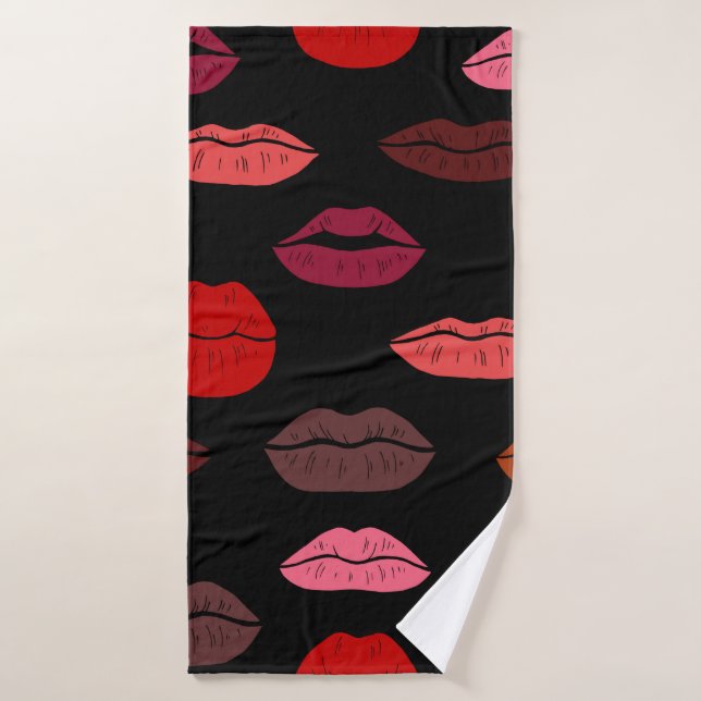 Seamless pattern colourful lips bath towel (Bath Towel)