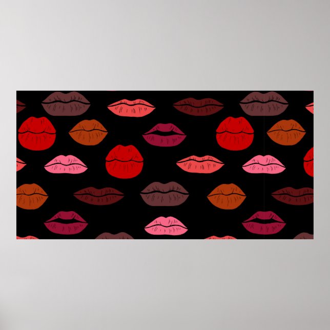 Seamless pattern colourful lips poster (Front)