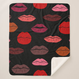 Seamless pattern colourful lips sherpa blanket