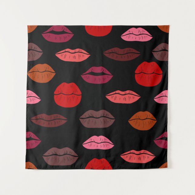 Seamless pattern colourful lips tapestry (Front)