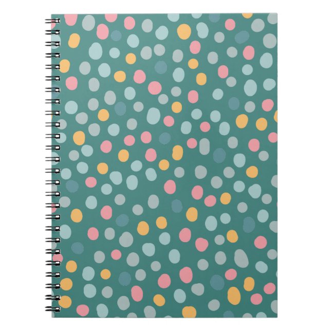 Seamless Pattern Colourful Polka Dots Notebook (Front)