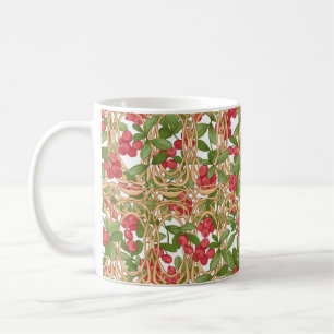 Seamless pattern cranberry in a wicker basket made coffee mug
