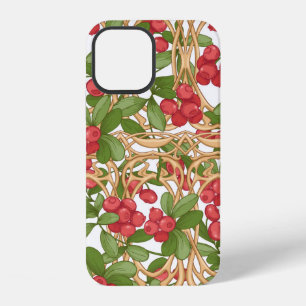 Seamless pattern cranberry in a wicker basket made iPhone 12 case