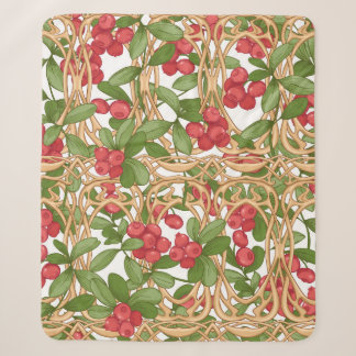 Seamless pattern cranberry in a wicker basket made sherpa blanket