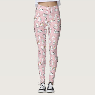 Seamless Pattern Cute Cartoon Kawaii Cats Leggings