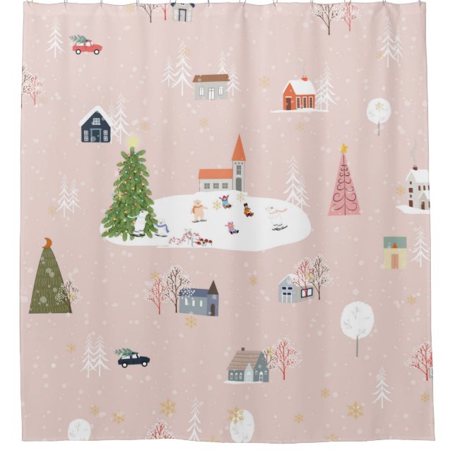 Seamless pattern Cute Christmas landscape in the t (Front)
