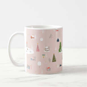 Seamless pattern Cute Christmas landscape in the t Coffee Mug