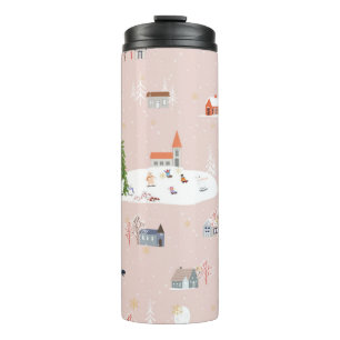 Seamless pattern Cute Christmas landscape in the t Thermal Tumbler