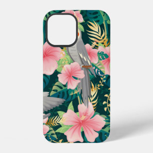 Seamless pattern cute cockatiel parrot sits on gre iPhone 12 case