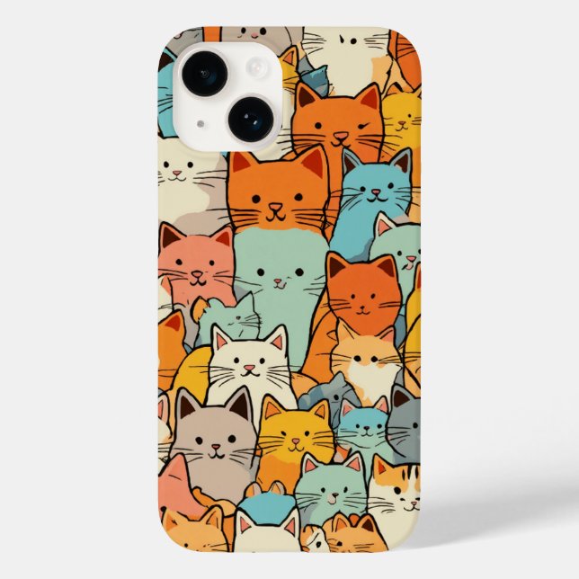 Seamless Pattern Cute Kawaii Cats Case-Mate iPhone Case (Back)