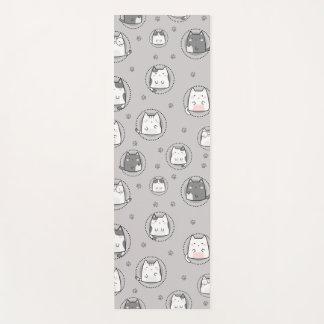 Seamless Pattern Cute Kawaii Cats Paw Yoga Mat