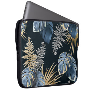 Seamless Pattern Dark Leaves Tropic Plants Laptop Sleeve