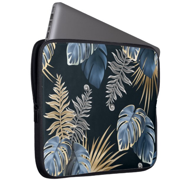 Seamless Pattern Dark Leaves Tropic Plants Laptop Sleeve (Front Right)