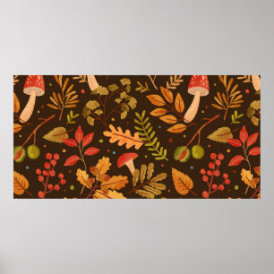 Seamless pattern decorated with autumn leaves, for poster