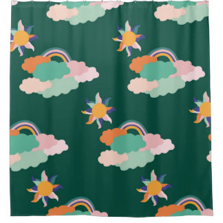 Seamless pattern design with colourful clouds and