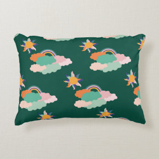 Seamless pattern design with colourful clouds and  accent pillow