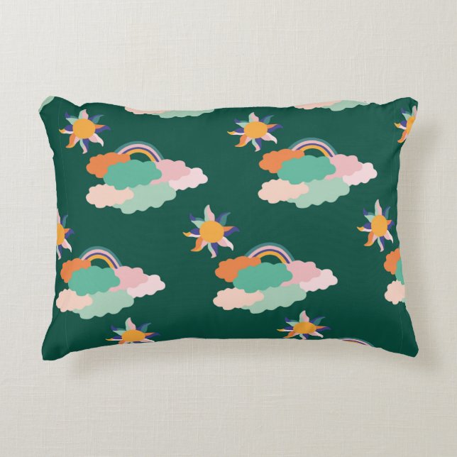 Seamless pattern design with colourful clouds and  accent pillow (Front)