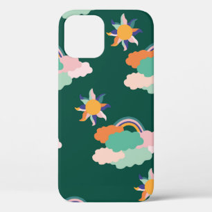 Seamless pattern design with colourful clouds and  iPhone 12 case