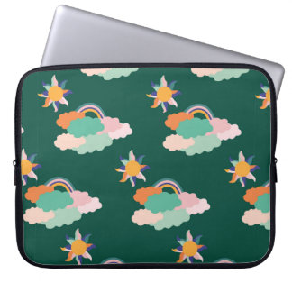 Seamless pattern design with colourful clouds and  laptop sleeve