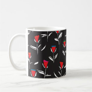Seamless pattern design with pretty stylized flowe coffee mug