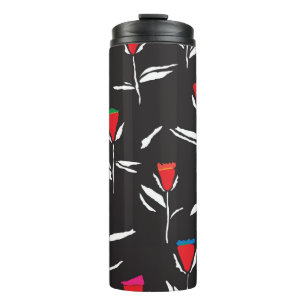 Seamless pattern design with pretty stylized flowe thermal tumbler