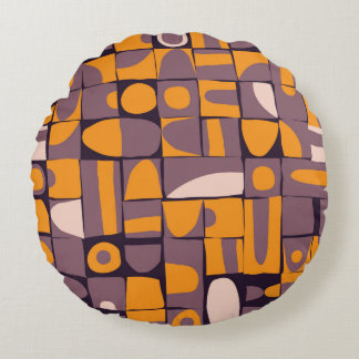 Seamless pattern design with sloppy geometric shap round pillow