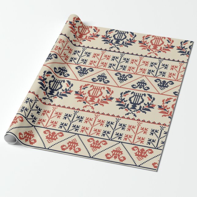 Seamless pattern design with traditional Palestini Wrapping Paper (Unrolled)