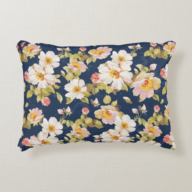 seamless pattern displaying bold flowers. Elegance Accent Pillow (Front)