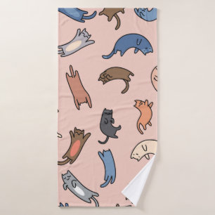 Seamless pattern doodle cats,illustration bath towel
