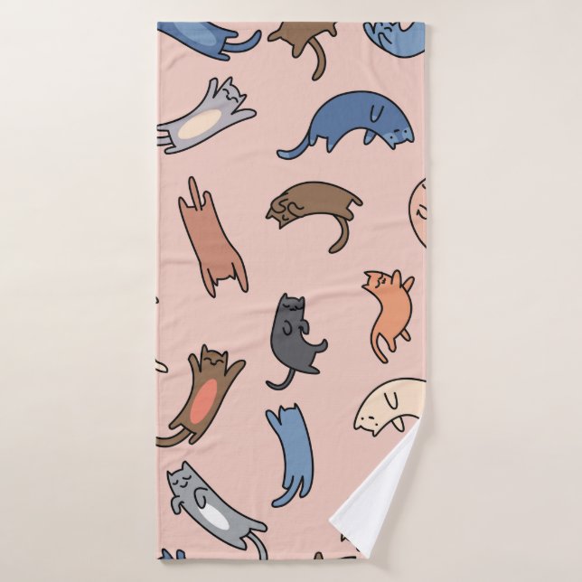 Seamless pattern doodle cats,illustration bath towel (Bath Towel)