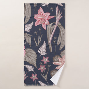 Seamless pattern fabric. Set Amaryllis Waratah Hib Bath Towel