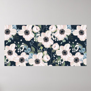 Seamless pattern floral watercolor style design: g poster