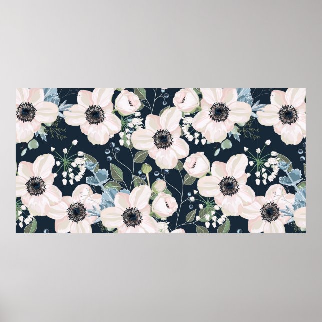 Seamless pattern floral watercolor style design: g poster (Front)