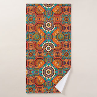 Seamless pattern from mandalas painted in brown, b bath towel
