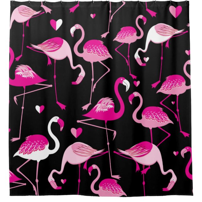 Seamless pattern from pink flamingos on a dark bac (Front)