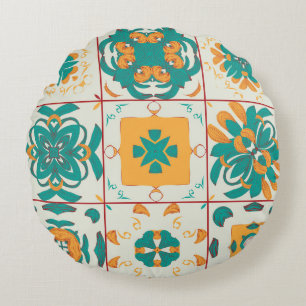 Seamless pattern from the 9 arabic tilesabstract,a round pillow