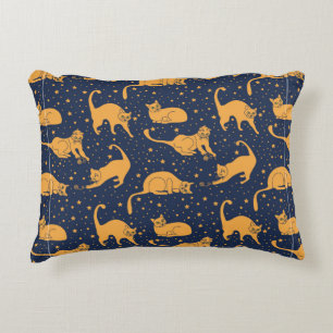 Seamless pattern, funny cats in everyday poses, pl accent pillow