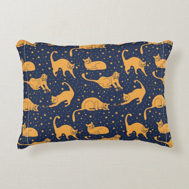 Seamless pattern, funny cats in everyday poses, pl accent pillow (Front)