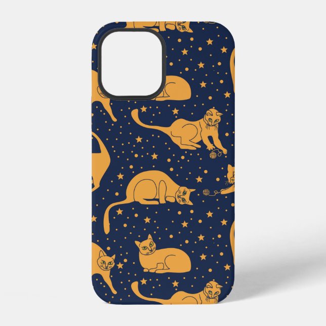 Seamless pattern, funny cats in everyday poses, pl iPhone case (Back)