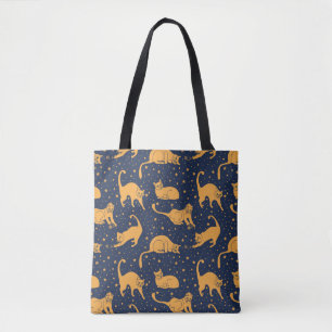 Seamless pattern, funny cats in everyday poses, pl tote bag