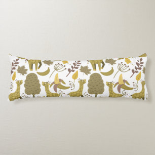 Seamless pattern Giraffe yellow white background Body Pillow