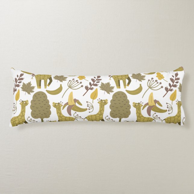 Seamless pattern Giraffe yellow white background Body Pillow (Front)
